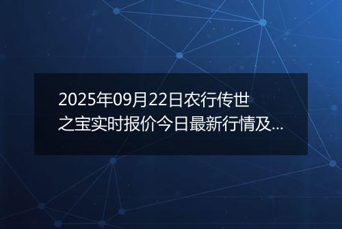 2025年09月22日农行传世之宝实时报价今日最新行情及价格多少一克
