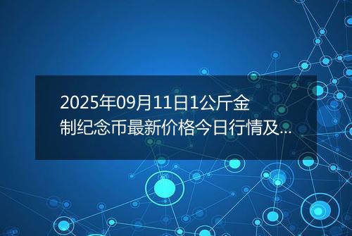 2025年09月11日1公斤金制纪念币最新价格今日行情及市场报价多少元一个