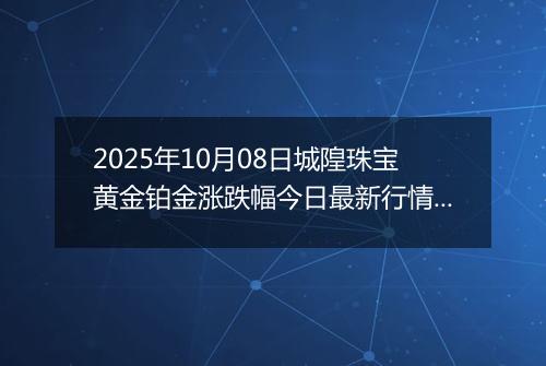 2025年10月08日城隍珠宝黄金铂金涨跌幅今日最新行情及价格多少钱一克