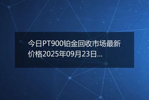 今日PT900铂金回收市场最新价格2025年09月23日行情及报价多少钱一克