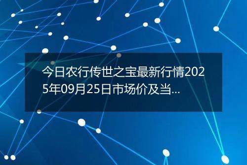 今日农行传世之宝最新行情2025年09月25日市场价及当前价格多少元一克