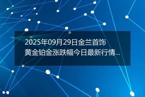 2025年09月29日金兰首饰黄金铂金涨跌幅今日最新行情及价格多少一克