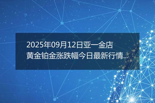 2025年09月12日亚一金店黄金铂金涨跌幅今日最新行情及价格多少钱一克