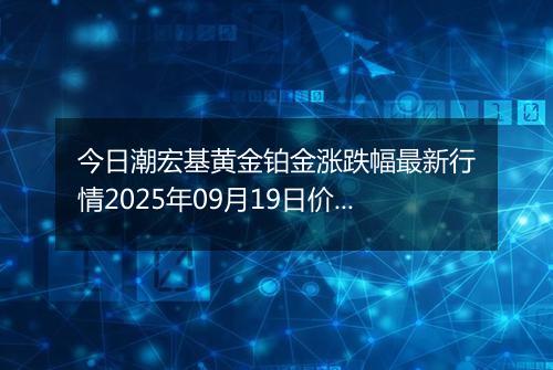 今日潮宏基黄金铂金涨跌幅最新行情2025年09月19日价格多少钱一克