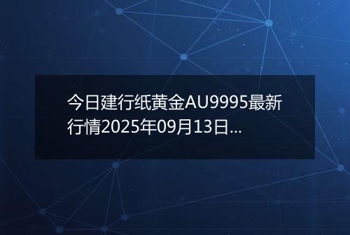 今日建行纸黄金AU9995最新行情2025年09月13日市场价及当前价格多少钱一克