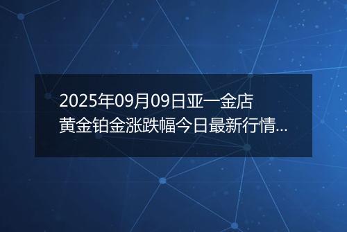2025年09月09日亚一金店黄金铂金涨跌幅今日最新行情及价格多少元一克