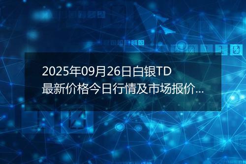 2025年09月26日白银TD最新价格今日行情及市场报价多少元一克