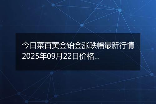 今日菜百黄金铂金涨跌幅最新行情2025年09月22日价格多少一克