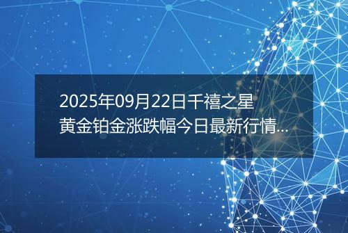 2025年09月22日千禧之星黄金铂金涨跌幅今日最新行情及价格多少一克