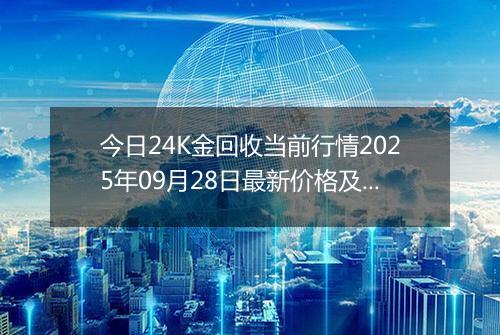 今日24K金回收当前行情2025年09月28日最新价格及市场价多少一克