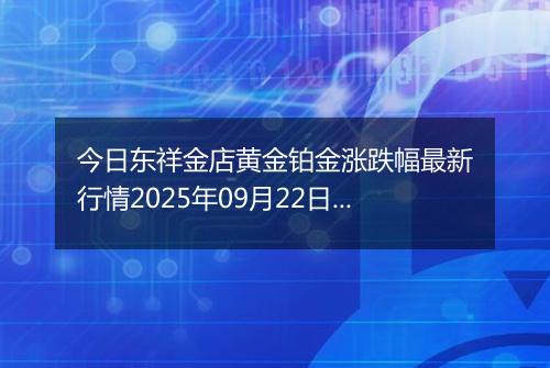 今日东祥金店黄金铂金涨跌幅最新行情2025年09月22日价格多少元一克