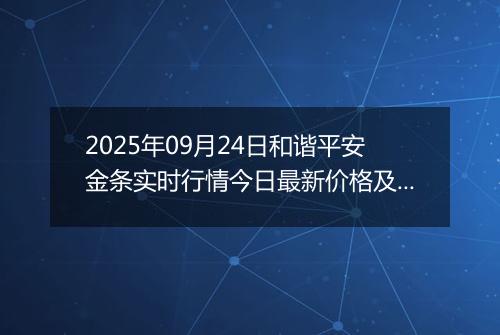 2025年09月24日和谐平安金条实时行情今日最新价格及当前报价多少钱一克