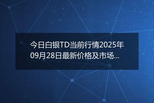 今日白银TD当前行情2025年09月28日最新价格及市场价多少一克