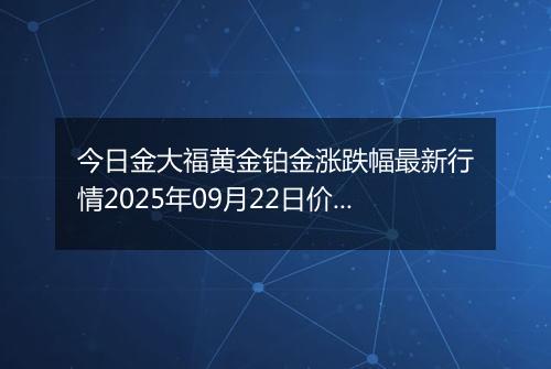 今日金大福黄金铂金涨跌幅最新行情2025年09月22日价格多少元一克