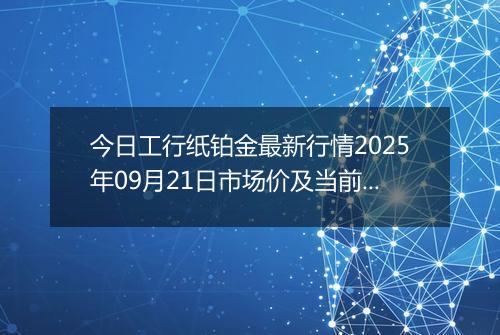 今日工行纸铂金最新行情2025年09月21日市场价及当前价格多少一克