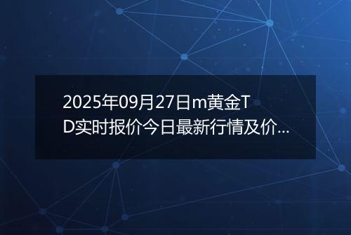 2025年09月27日m黄金TD实时报价今日最新行情及价格多少元一克