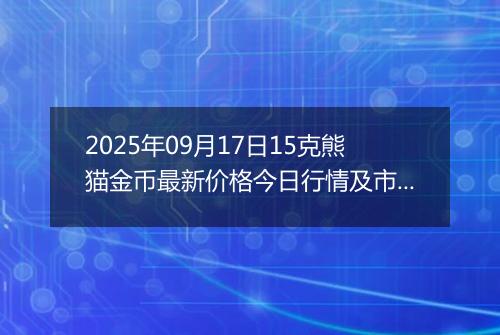 2025年09月17日15克熊猫金币最新价格今日行情及市场报价多少元一个