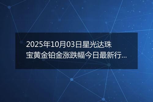 2025年10月03日星光达珠宝黄金铂金涨跌幅今日最新行情及价格多少钱一克