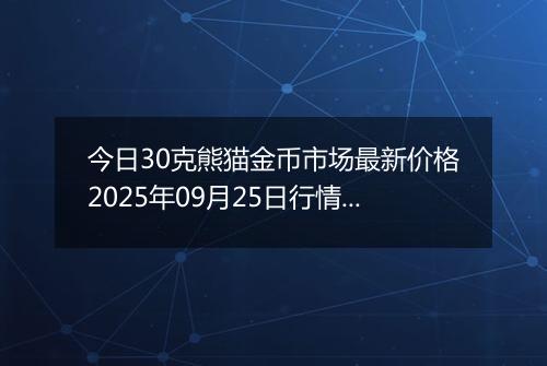 今日30克熊猫金币市场最新价格2025年09月25日行情及报价多少元一个