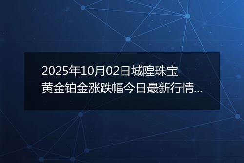 2025年10月02日城隍珠宝黄金铂金涨跌幅今日最新行情及价格多少元一克