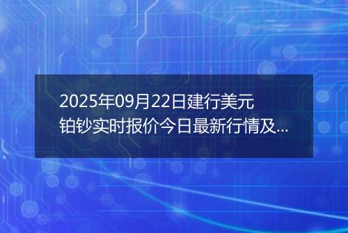 2025年09月22日建行美元铂钞实时报价今日最新行情及价格多少美元一盎司
