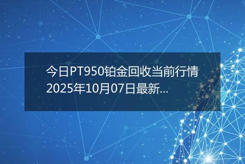今日PT950铂金回收当前行情2025年10月07日最新价格及市场价多少一克