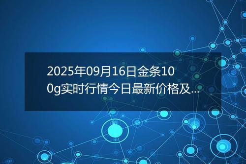 2025年09月16日金条100g实时行情今日最新价格及当前报价多少一克