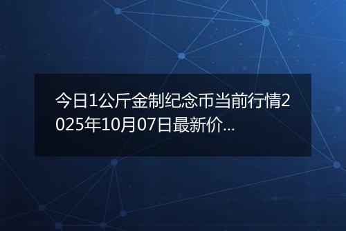 今日1公斤金制纪念币当前行情2025年10月07日最新价格及市场价多少元一个