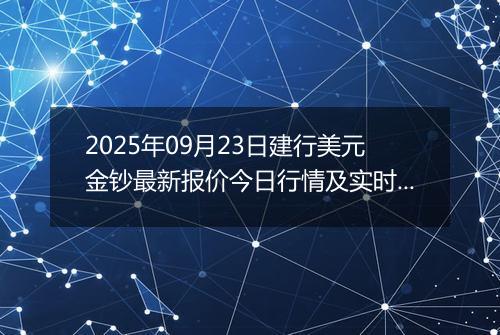 2025年09月23日建行美元金钞最新报价今日行情及实时市场价多少美元一盎司