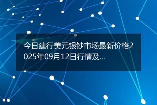 今日建行美元银钞市场最新价格2025年09月12日行情及报价多少美元一盎司