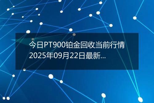 今日PT900铂金回收当前行情2025年09月22日最新价格及市场价多少钱一克