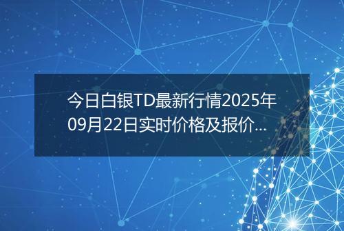 今日白银TD最新行情2025年09月22日实时价格及报价多少元一克