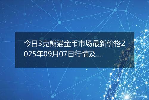 今日3克熊猫金币市场最新价格2025年09月07日行情及报价多少元一个