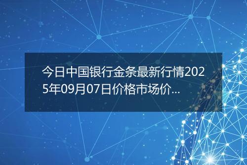 今日中国银行金条最新行情2025年09月07日价格市场价及报价多少元一克