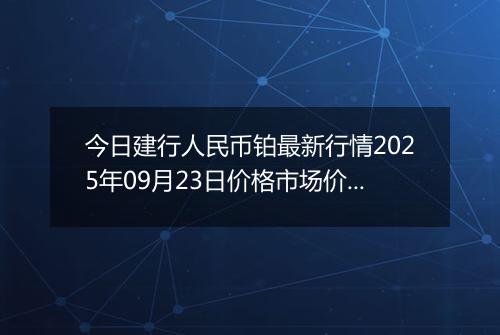今日建行人民币铂最新行情2025年09月23日价格市场价及报价多少钱一克