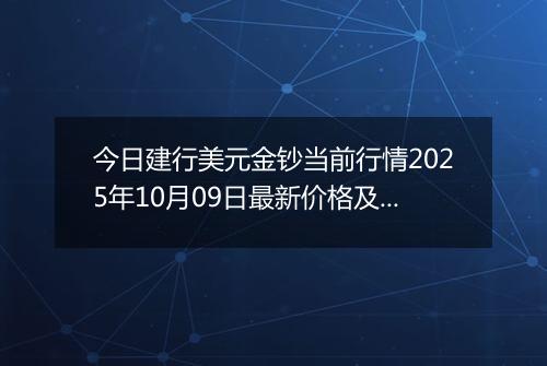 今日建行美元金钞当前行情2025年10月09日最新价格及市场价多少美元一盎司