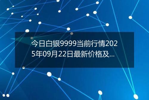 今日白银9999当前行情2025年09月22日最新价格及市场价多少钱一克