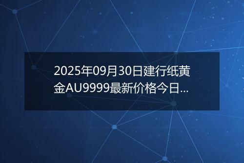 2025年09月30日建行纸黄金AU9999最新价格今日行情及市场报价多少元一克