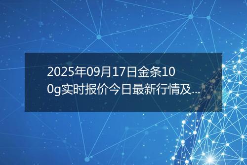 2025年09月17日金条100g实时报价今日最新行情及价格多少元一克