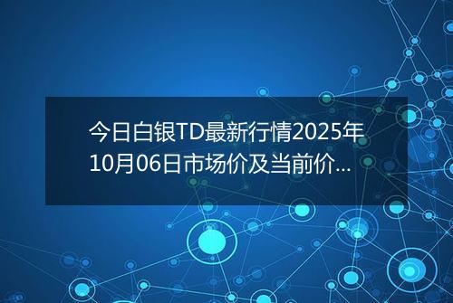 今日白银TD最新行情2025年10月06日市场价及当前价格多少一克