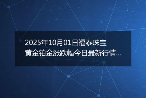 2025年10月01日福泰珠宝黄金铂金涨跌幅今日最新行情及价格多少钱一克