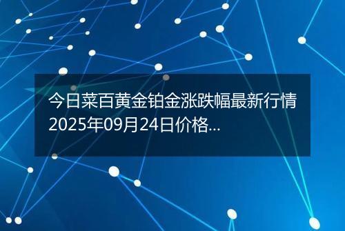 今日菜百黄金铂金涨跌幅最新行情2025年09月24日价格多少钱一克