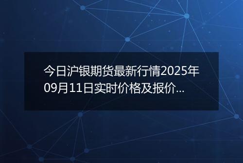 今日沪银期货最新行情2025年09月11日实时价格及报价多少钱一克
