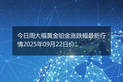 今日周大福黄金铂金涨跌幅最新行情2025年09月22日价格多少钱一克