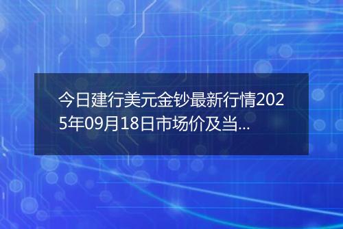 今日建行美元金钞最新行情2025年09月18日市场价及当前价格多少美元一盎司