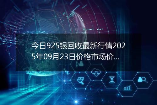 今日925银回收最新行情2025年09月23日价格市场价及报价多少一克