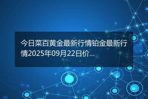 今日菜百黄金最新行情铂金最新行情2025年09月22日价格及涨跌幅元一克