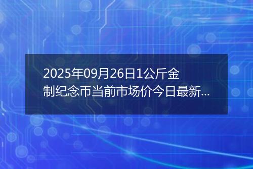 2025年09月26日1公斤金制纪念币当前市场价今日最新行情及报价多少元一个