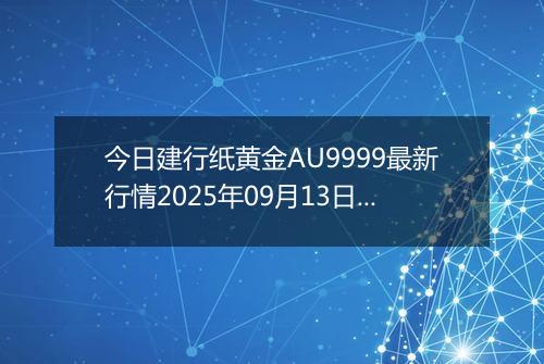今日建行纸黄金AU9999最新行情2025年09月13日市场价及当前价格多少钱一克