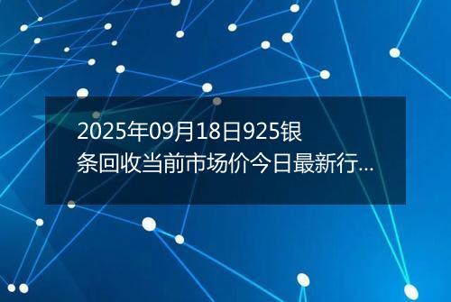 2025年09月18日925银条回收当前市场价今日最新行情及报价多少钱一克